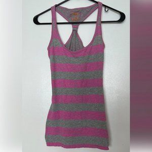 Jenni XS Pink Gray Stripe Women's Tank Beach Punk
